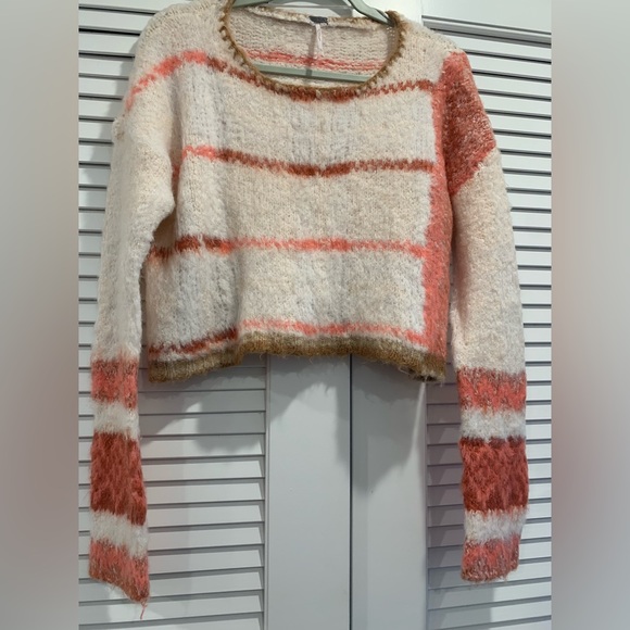 NWT Free People Emerson sweater cropped stripes granola girl preppy size XS, S - Picture 2 of 4